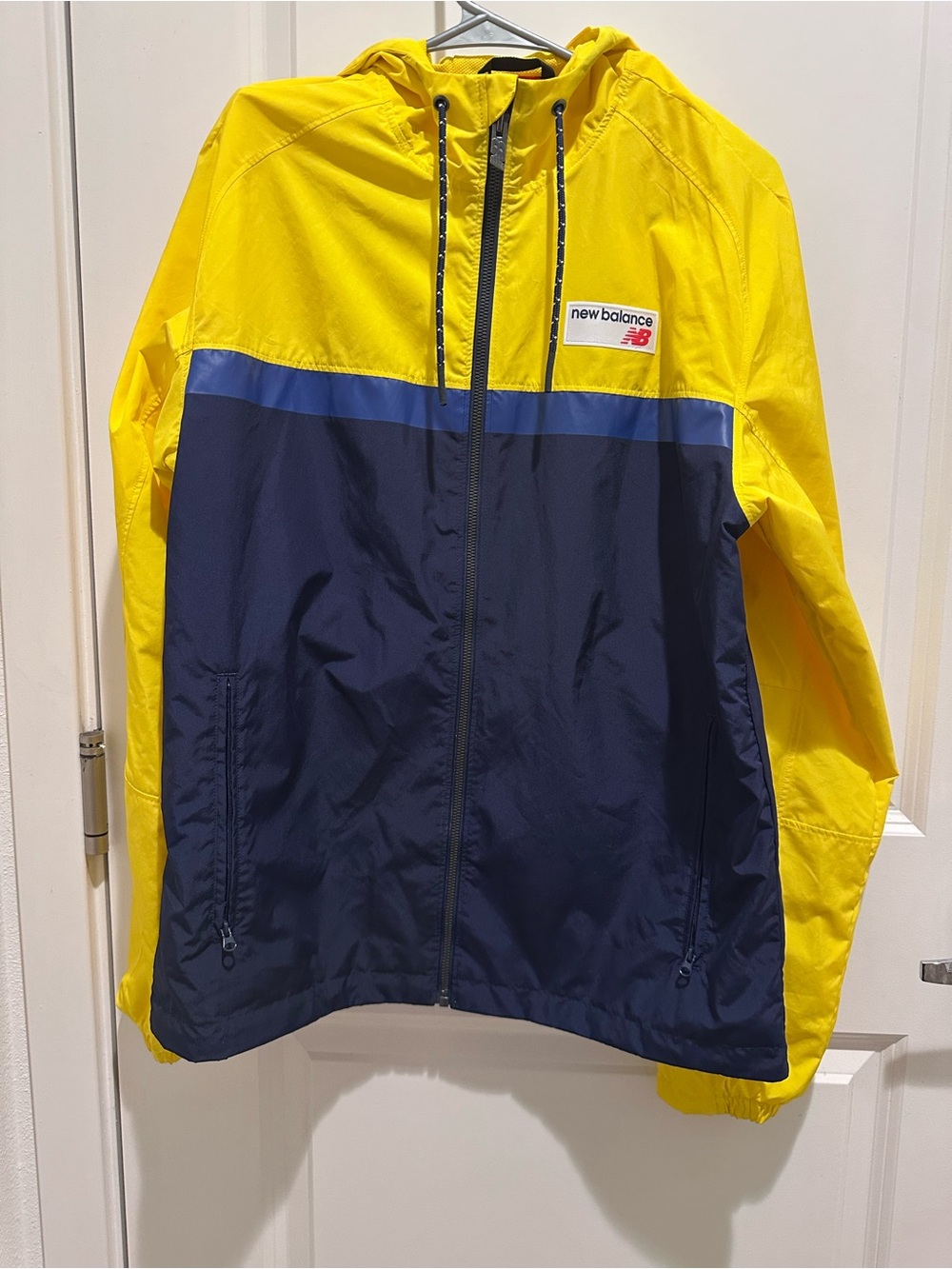 New Balance Yellow and Navy Hooded Windbreaker Jacket